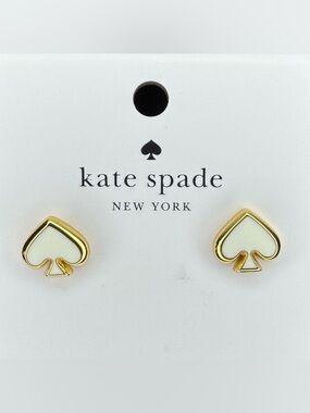 Kate Spade White Enamel Spade Stud Earrings “Everyday Spade” NWT